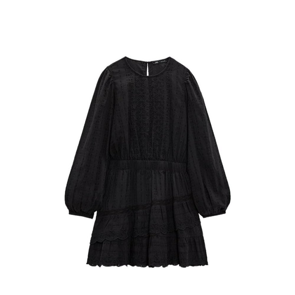 ZARA SHORT DRESS WITH LACE DETAILS BLACK | 7200/220
